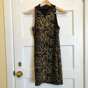 Gold / black bodycon tight short dress Christmas